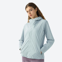 
                  
                    Voya women's waterproof softshell jacket - light blue waterproof softshell jacket views, for everyday urban wear in rain
                  
                