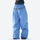 Breathable ski jacket and snow pants combo - blue, on-model back hood view, for powder and piste riding