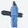 Colorblock snowboard jacket and pants set - cream, on-model front holding snowboard, for cold-weather winter sports