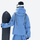 Breathable ski jacket and snow pants combo - women's blue pants with black base layer, for cold-weather winter sports