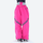 Waterproof snow jacket and pants set - red, on-model front holding snowboard, for cold-weather winter sports