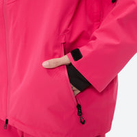 
                  
                    Women's breathable ski jacket with iridescent straps - pink snow pants with black top, for skiing and snowboarding
                  
                