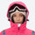 Women's snowboard jacket and wide-leg pants - pink jacket, cuff strap close-up with hand, for cold-weather winter sports