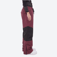 
                  
                    Breathable ski jacket and snow pants combo - lavender, on-model front with upright snowboard, for powder and piste riding
                  
                