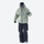 Colorblock snowboard jacket and pants set - women's cream pants with black base layer, for skiing and snowboarding