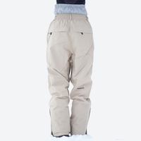 
                  
                    Waterproof snow jacket and pants set - women's cream, on-model hood side view, for powder and piste riding
                  
                