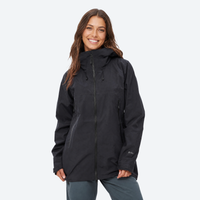 
                  
                    Women's breathable hardshell with hood - black and orange color variant views, for travel and everyday wear
                  
                