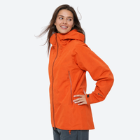 
                  
                    Women's 3L hardshell jacket waterproof - close-up detail shots, on-model back hood view, for travel and everyday wear
                  
                