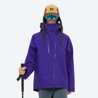 
                  
                    Women's 3L hardshell jacket - black and green color variants side and back views, for trail activities and outdoor sports
                  
                