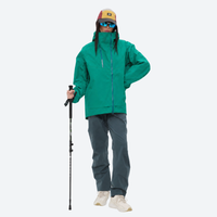 
                  
                    Women's 3L rain jacket for hiking - close-up details of zippers and technical features, for hiking and mountain adventures
                  
                