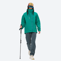 
                  
                    Women's 3L hardshell jacket - close-up details of zippers and technical features, for trail activities and outdoor sports
                  
                