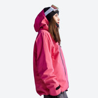 
                  
                    Women's waterproof 3L insulated snow jacket - purple, cuff inner close-up with hand, for resort and backcountry days
                  
                