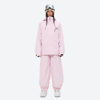 
                  
                    Women's quilted lining ski jacket with suspender bibs - light pink jacket with light pink bib pants
                  
                