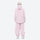 Women's waterproof 2L snow jacket and bib pants series - light pink jacket with light pink bib pants, on-model back view