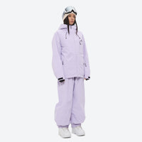 
                  
                    Women's waterproof 2L snow jacket and bib pants series - lavender jacket with lavender bib pants, for resort and street wear
                  
                