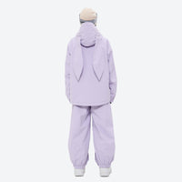 
                  
                    Women's 2-layer snowboard jacket and bibs - lavender jacket with lavender bib pants, for cold-weather winter sports
                  
                