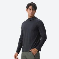 
                  
                    Long sleeve sun protection shirt with shorts - black rashguard color variant front views, for swimming and beach activities
                  
                