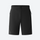 Long sleeve sun protection shirt with shorts - black rashguard detail shots of hood and fabric, on-model full-body front view