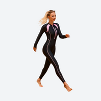 
                  
                    Women's short and long sleeve sun protection suit - black and pink long sleeve rashguard views, for surfing and bodyboarding
                  
                